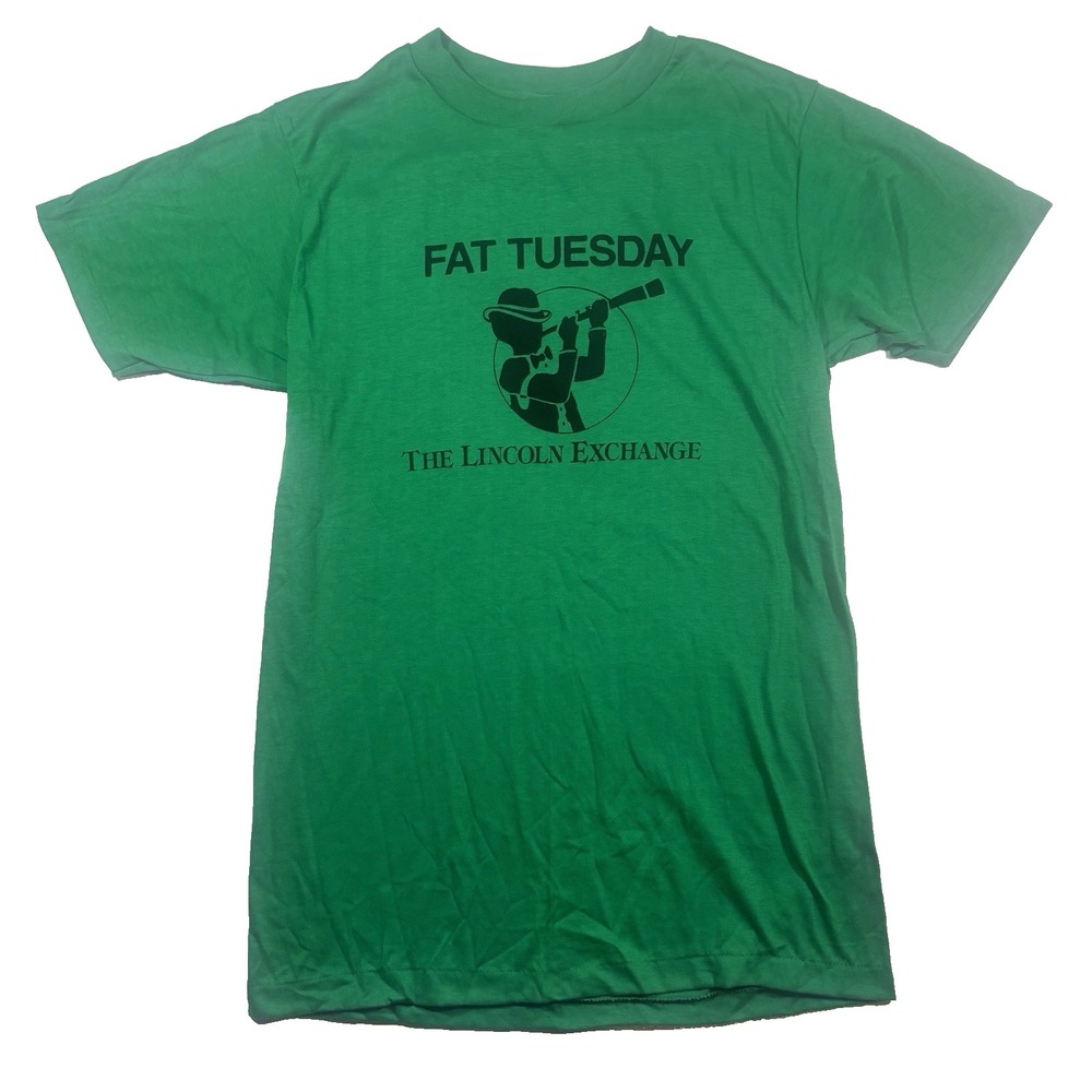 New‎ Vintage 80s green Fat Tuesday t-shirt Lincoln Exchange Nebraska Bar usa M